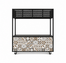 Foodcourt flex 195cm -  Staal retro bruin grijs tegelmotief