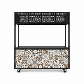 Foodcourt flex 195cm -  Staal retro bruin grijs tegelmotief