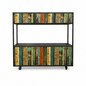 Foodcourt 245cm - Staal gekleurd sloophout look