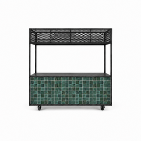 Foodcourt 245cm - Staal tegelmotief groen