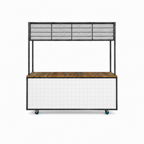 Foodcourt 245cm - Staal tegelmotief wit