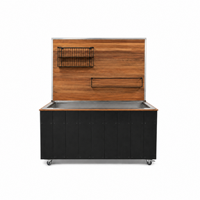 Saladebar inclusief achterwand - Zwart hout