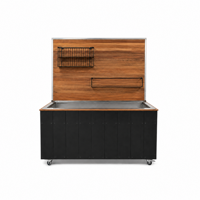 Saladebar inclusief achterwand - zwart hout