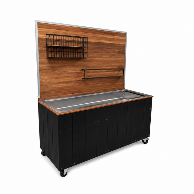 Saladebar inclusief achterwand - zwart hout
