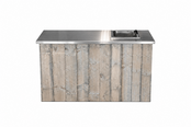 Uitgiftebar met spoelbak - Steigerhout met rvs blad