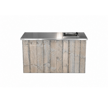 Uitgiftebar met spoelbak - Steigerhout met rvs blad