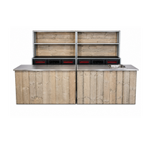Dubbele uitgifteset met spoelbak - Steigerhout met rvs blad