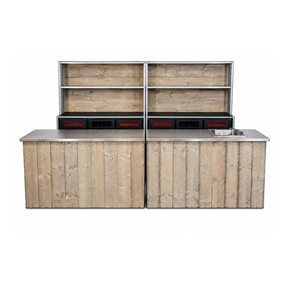 Dubbele uitgifteset met spoelbak - Steigerhout met rvs blad