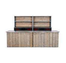 Dubbele uitgifteset - Steigerhout met rvs blad