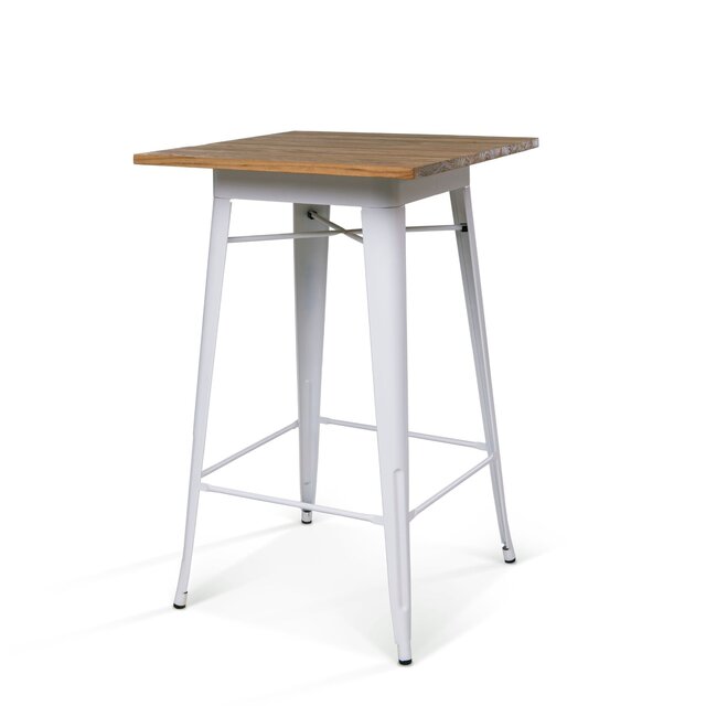 Statafel Tolix 70x70cm - Wit/iepenhout
