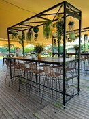 Statafel Grande 310x100cm incl. overkapping - Staal zwart