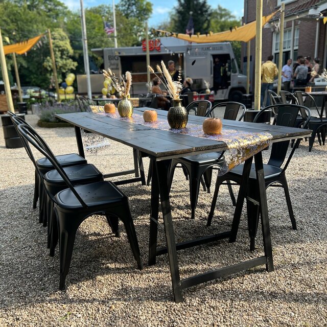 Tafel 200x95cm met klapschraag - zwart