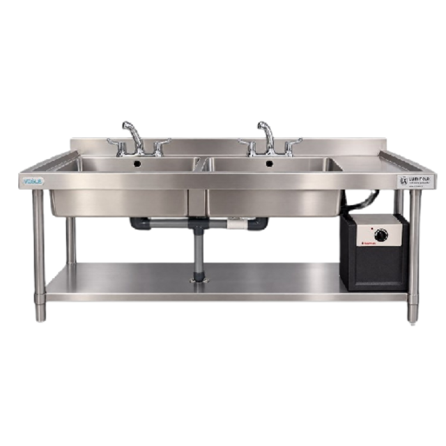 Spoeltafel 180cm incl. boiler - Rvs