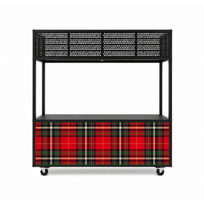 Foodcourt flex 195cm -  Staal kerst ruit rood groen