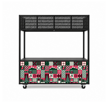 Foodcourt flex 195cm kerst - Staal sneeuwpop roze groen