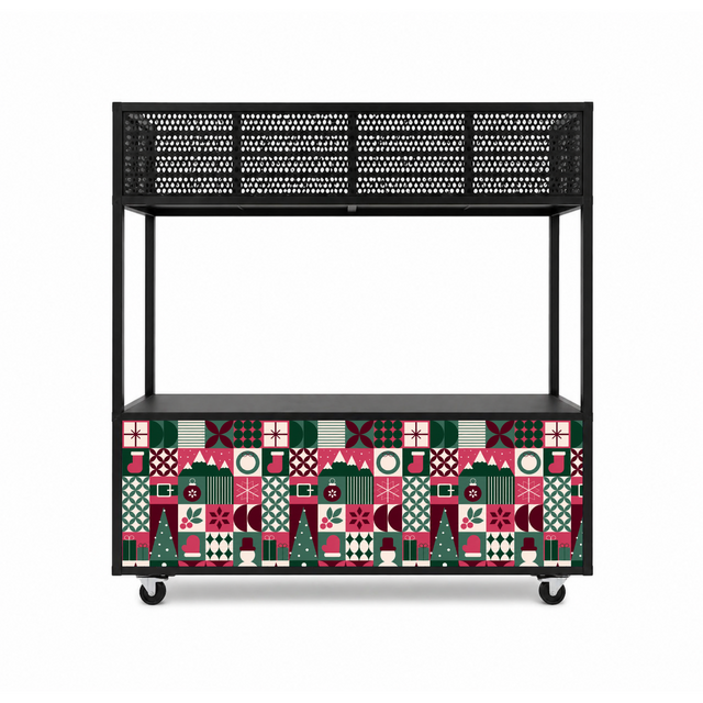 Foodcourt flex 195cm kerst - Staal sneeuwpop roze groen