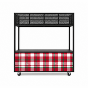 Foodcourt flex 195cm kerst -  Staal kerst ruit rood wit