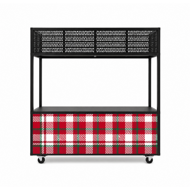 Foodcourt flex 195cm kerst -  Staal kerst ruit rood wit
