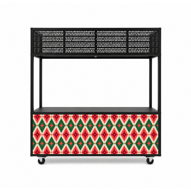 Foodcourt flex 195cm kerst -  Staal kerstornament groen rood