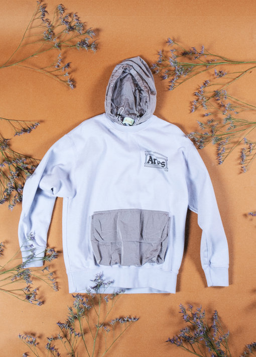 NYLON HYBRID HOODED SWEATSHIRT