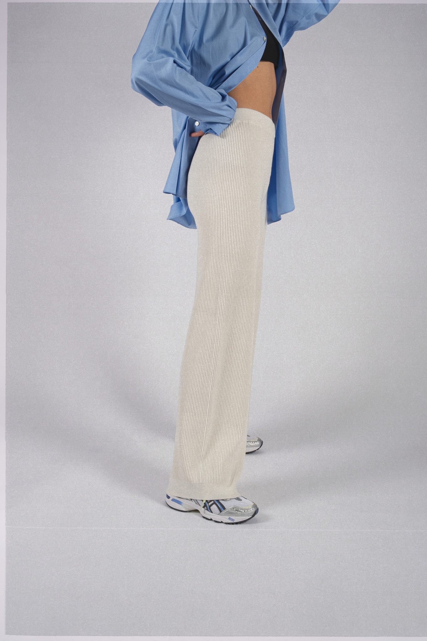 Ribbed Knitted Pants Offwhite