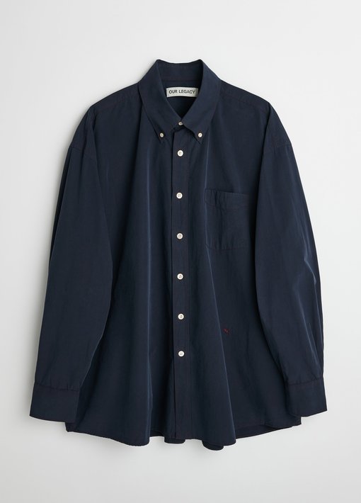 OUR LEGACY BORROWED BD SHIRT, NAVY HUMBLE COTTON - RESERVOIR STORE