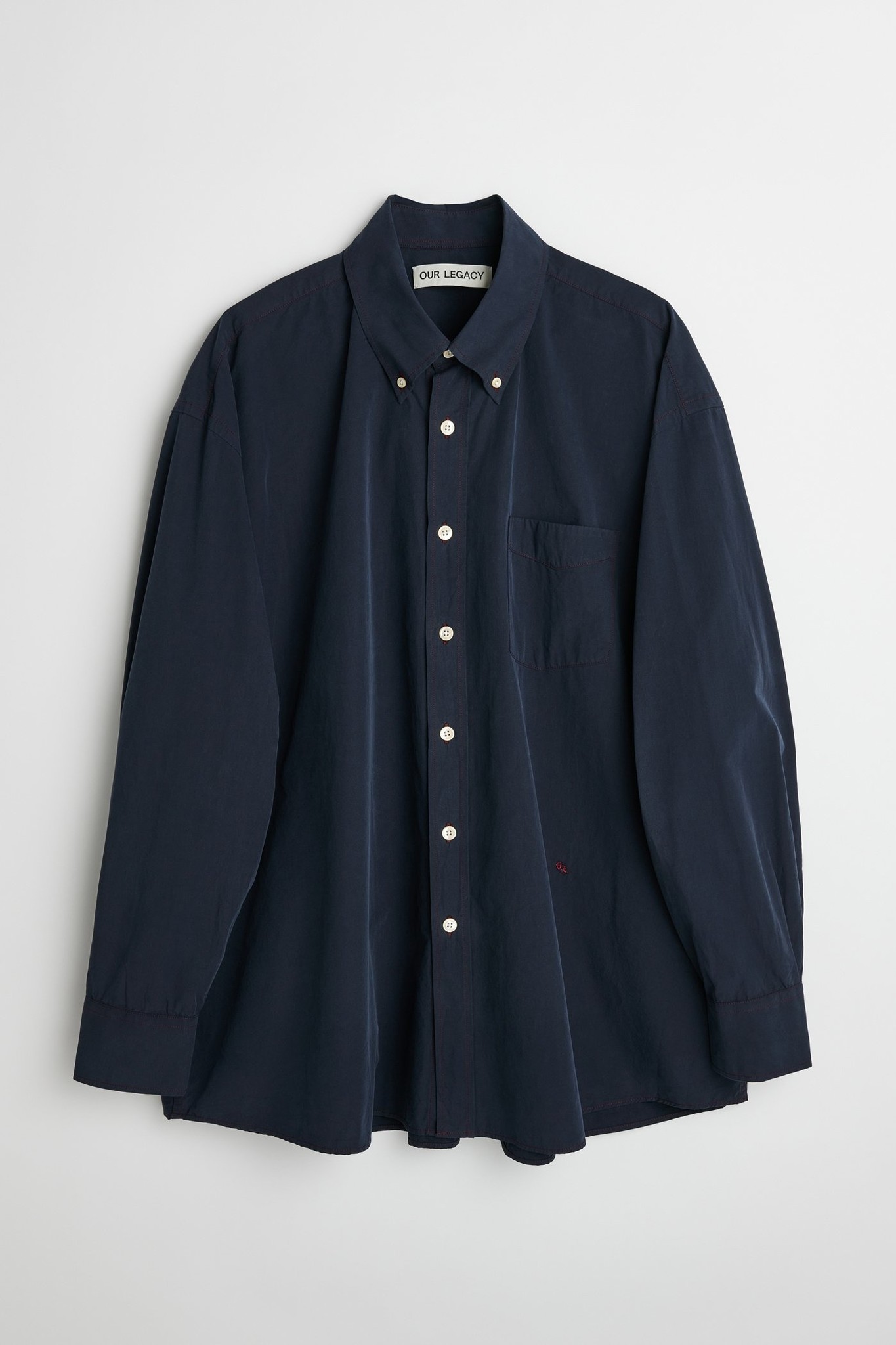 OUR LEGACY BORROWED BD SHIRT, NAVY HUMBLE COTTON