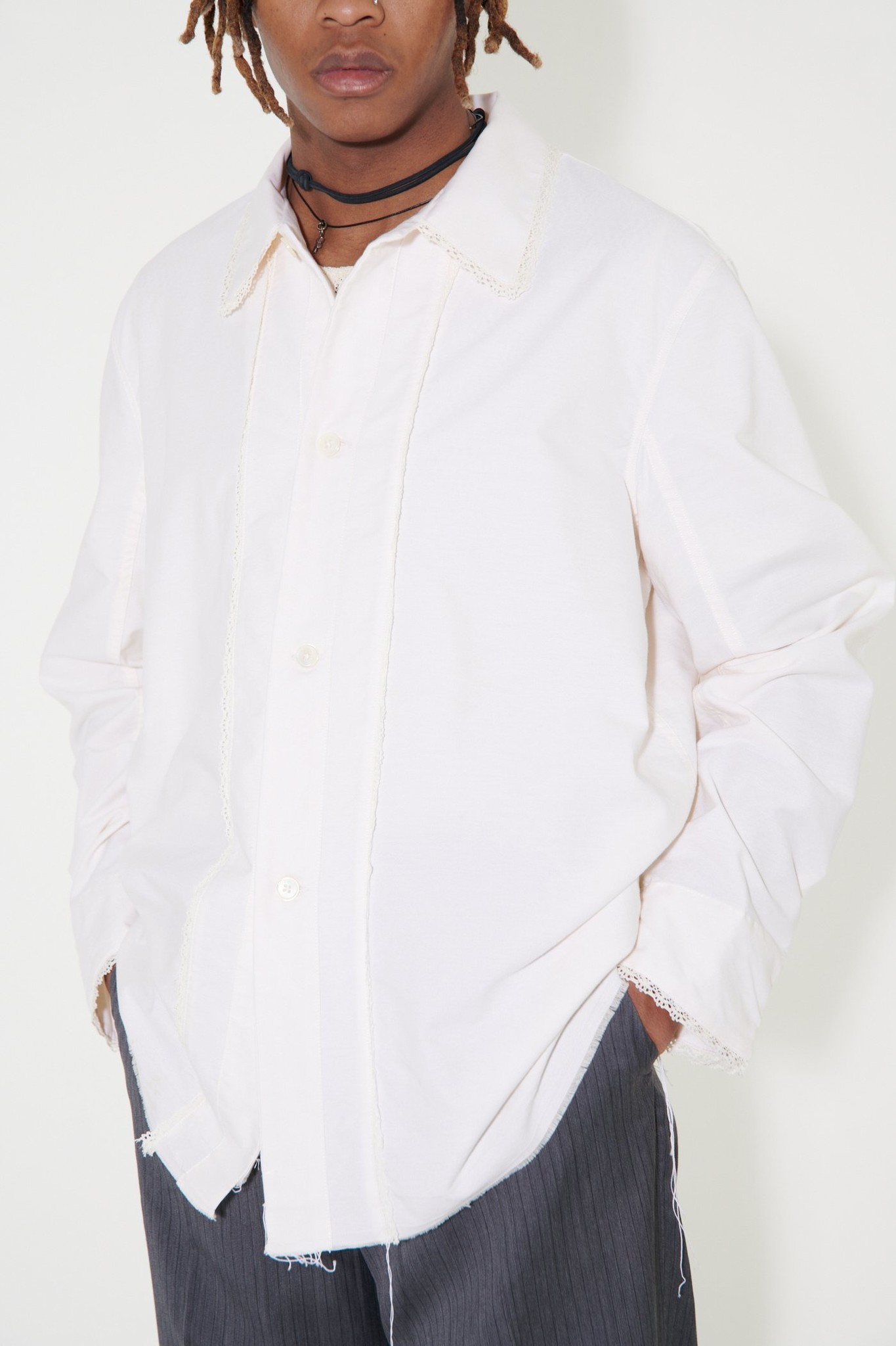 OUR LEGACY BOX SHIRT ANTIQUE WHITE OXFORD LACE - RESERVOIR STORE