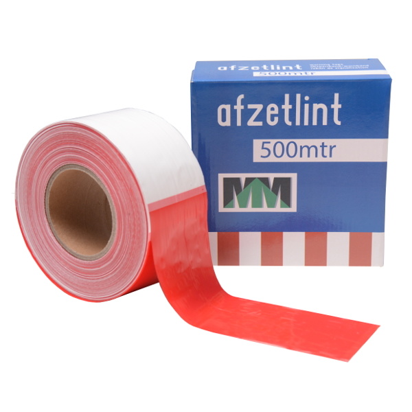 MM AfzetLINT rood/wit 8cm 500 meter