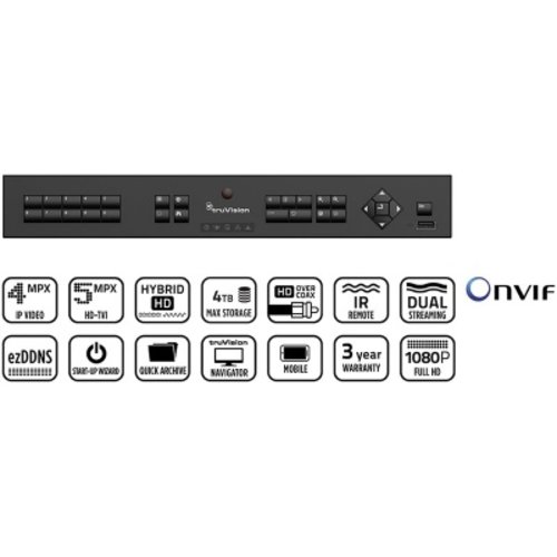 Truvision TruVision 4 Kanaals Tribride TVI Recorder 1TB HDD