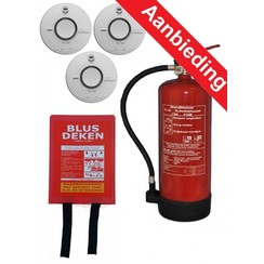 Brandschutzset 2 mit Rauchmeldern, Löschdecke und 6-Liter-Feuerlöscher