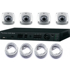 Truvision NVR POE harddisk recorder met 4x IP 1.3MP mini domecamera 2.8mm