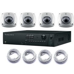 Truvision 8 kanaals NVR POE harddisk recorder met 4x 1.3MP mini domecamera 2.8mm