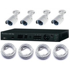 Truvision PoE 4 kanaals harddisk recorder set met 4x IP 2MP Full HD Bullet camera 4mm 15m IR