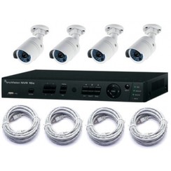 Truvision PoE 4 kanaals Harddisk Recorder Set mit 4x IP 2MP Full HD Bullet Kamera 4mm 15m IR