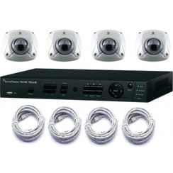 Truvision PoE 4 kanaals Festplattenrecorder Set 4x IP 2MP Full HD Keilkamera 2,8mm 10m IR