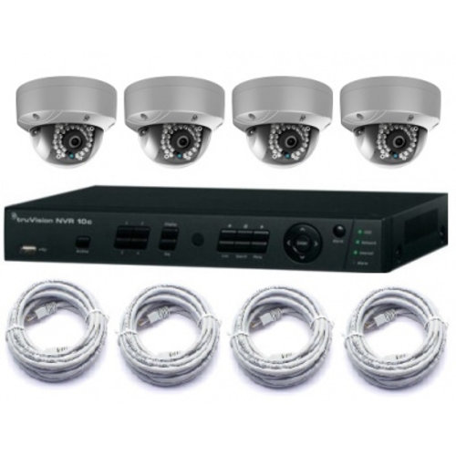 Truvision Truvision 4 Kanaals NVR digitale recorder met PoE en 4x 1,3MP bolcamera 2,8mm