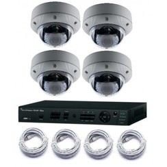 Truvision 4 Kanaals NVR digitale recorder met PoE en 4x 1,3MP bolcamera 2,8-12mm