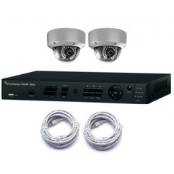 TruVision NVR 4-Kanal-Digitalrecorder mit PoE und 2x 1,3 MP Kuppeln