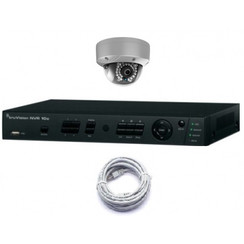 TruVision NVR 4-Kanal-Digitalrecorder mit PoE und 2x 1,3 MP-Dome-Kamera