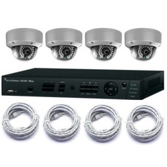 Truvision 4 Kanaals NVR digitale recorder met PoE en 3x 1,3MP en 1x 3 MP dome camera