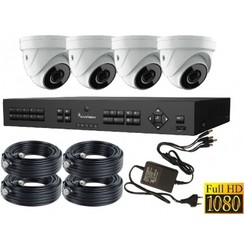 4 Kanaals Recorder Cameraset met 4x Domecamera 1080P 3Mp Full HD