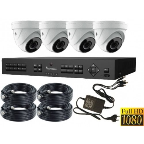 Truvision 4 Kanaals Recorder Cameraset met 4x Domecamera 1080P 3Mp Full HD