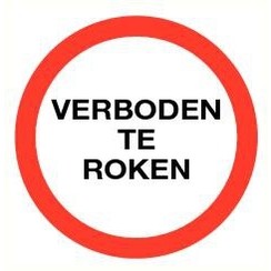 Pictogram voor verboden te roken  rond (200 mm.) Vinyl