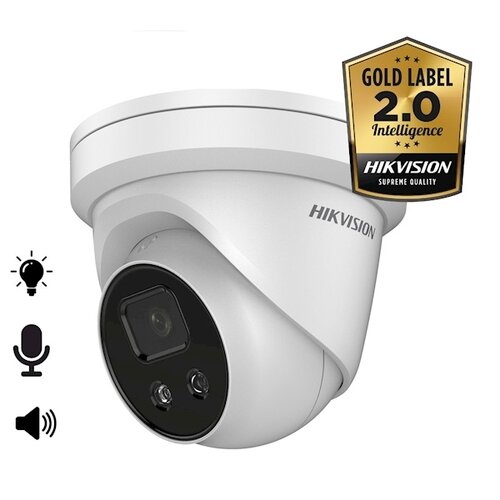Hikvision AcuSense 8MP Turret, 2,8 mm, Schwarz, Licht, Mikrofon und Lautsprecher