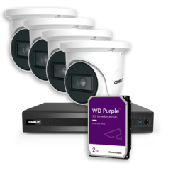 Comelit KCCTV4N4-2 CCTV kit met NVR , inclusief 2TB HDD en 4 Turret camera's