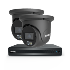 Comelit KCCTV4N2-1B CCTV-Set mit NVR, inklusive 1-TB-Festplatte und 2 grauen Turret-Kameras