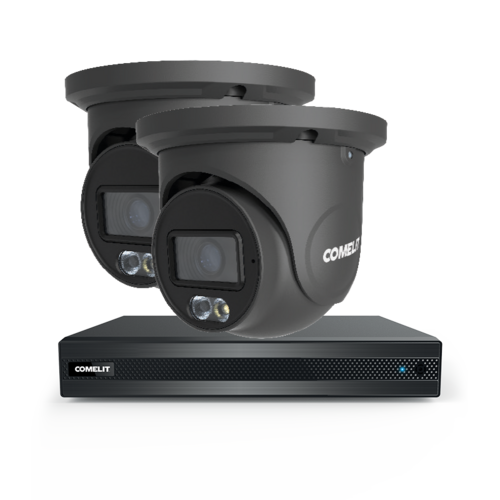 Comelit Comelit KCCTV4N2-1B CCTV kit met NVR , inclusief 1TB HDD en 2 grijze Turret camera's