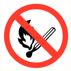 ATV-Sicherheitshinweis: Bild: Feuer verboten – Piktogramm 90 mm