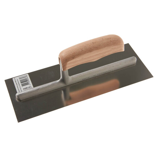 Belgische Poets spaan RVS 0,4 mm. HG 260x100 mm. Aluminium stut, Hout Greep